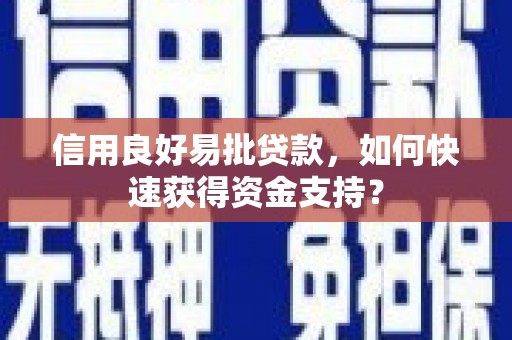 湖南信用良好易批贷款，如何快速获得资金支持？