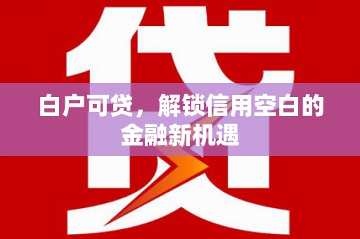 白山白户可贷，解锁信用空白的金融新机遇
